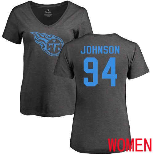 Tennessee Titans Ash Women Austin Johnson One Color NFL Football #94 T Shirt->tennessee titans->NFL Jersey